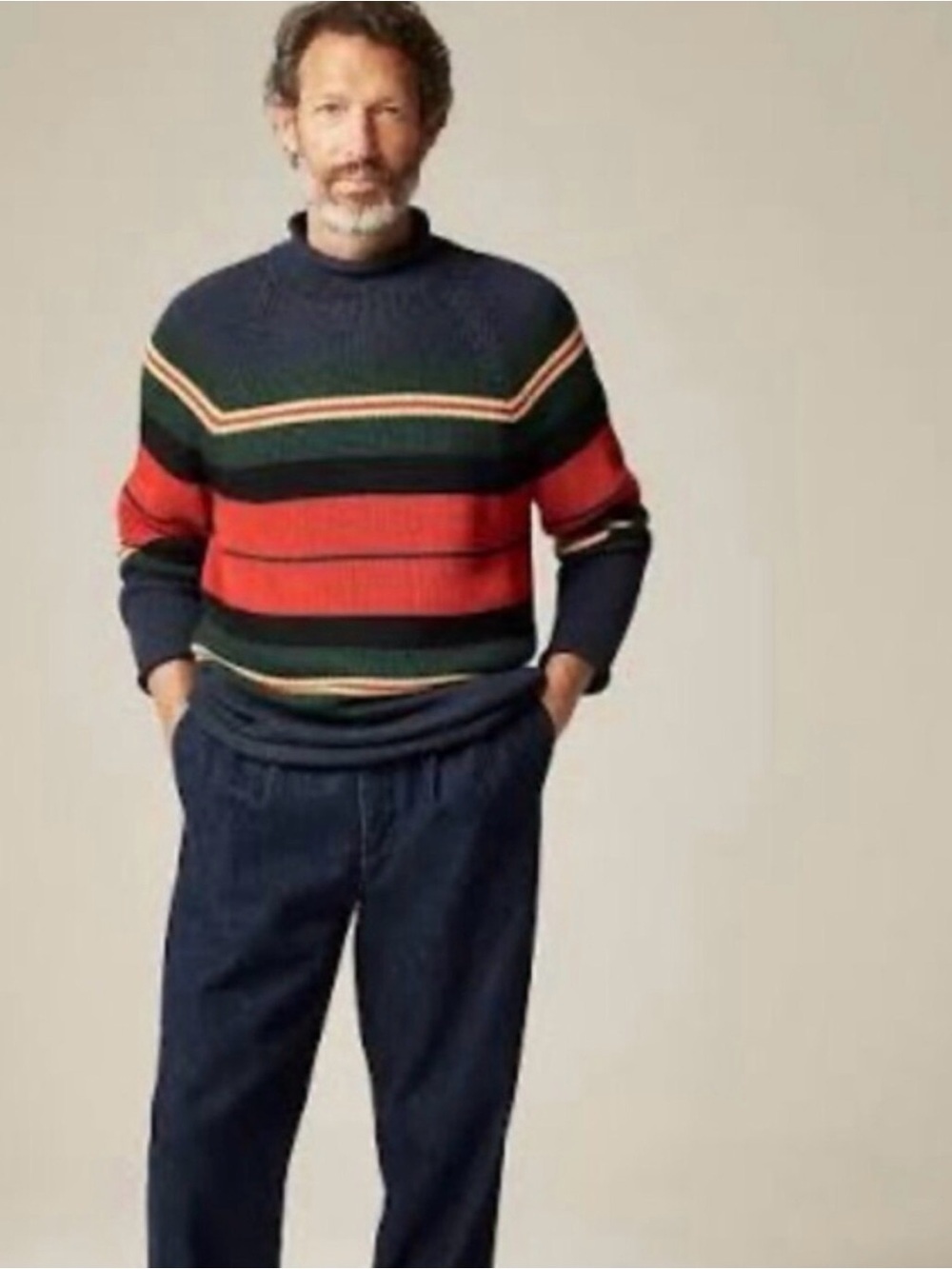 J. Crew Men's 1988 Rollneck™ sweater in cotton rugby stripe NWT Medium